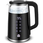 Forme Glas Wasserkocher 1,7 Temperatureinstellung Temperaturwahl 40-100°C LED Smart Digital Temperaturanzeige BPA FREI Einstellbar Glaskessel I Edelstahl Glaswasserkocher Teekessel Warmhaltefunktion - Preisvergleich