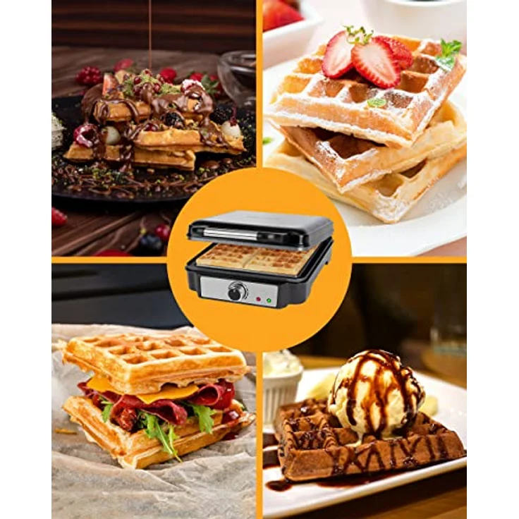 ProfiCook Waffeleisen für belgische Waffeln mit 4 Backflächen, Waffeleisen belgische Waffel 1200 Watt antihaftbeschichtet Edelstahl, stufenlos wählbarer Bräunungsgrad, PC-WA 1241, 501241 – Bild 5