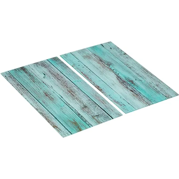 Allstar Glasabdeckplatten Blue Wood 2er Set - 2er Set, Kochplattenabdeckung für Glaskeramik-Kochfelder, Gehärtetes Glas, 30 x 0.8 x 52 cm, Mehrfarbig