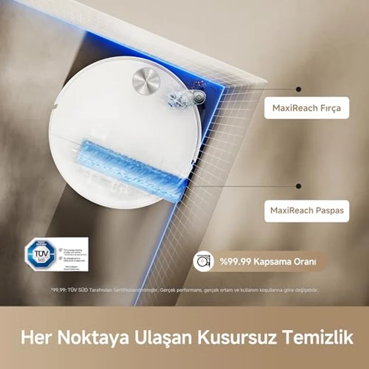 Mova Saugroboter S70 Roller, 28.000Pa Saugkraft, HydroForce-Wischen, 700 W, CovertSense-Navigation, 90mm flaches Gehäuse – Bild 8