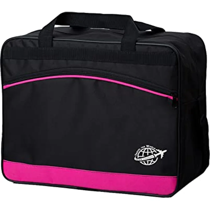 BAMBINIWELT Reisetasche HANDGEPÄCK Boardgepäck Bordcase 40x20x25 40x30x20 Ryanair Wizzair, Reisetasche, Weekender (groß (40x30x20), schwarz-pink) – Bild 1