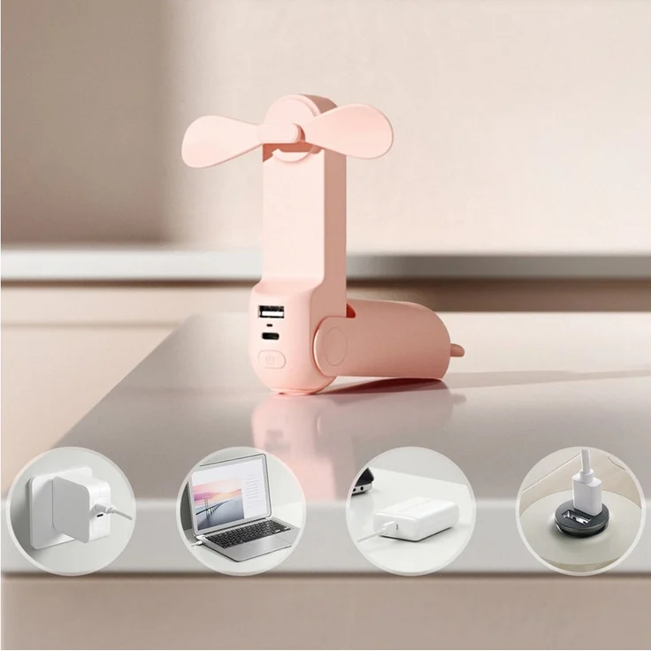 Jisulife Handventilator Life8 Plus, 3in1 mit Powerbank und LED Licht, 4500 mAh Akku, Schwarz