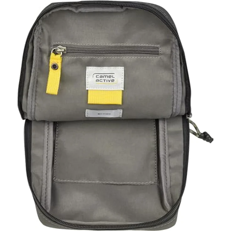 camel active Explore Herren Handytasche Umhängetasche Mittelgroß Grün, nachhaltiges recyceltes Nylon, reflektierende Reißverschlüsse – Bild 4
