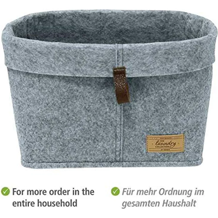 WENKO Filz-Korb Feli L, Aufbewahrungsbox im skandinavischen Design, 30 x 19 x 18 cm, aus 100% Polyester, Grau – Bild 3
