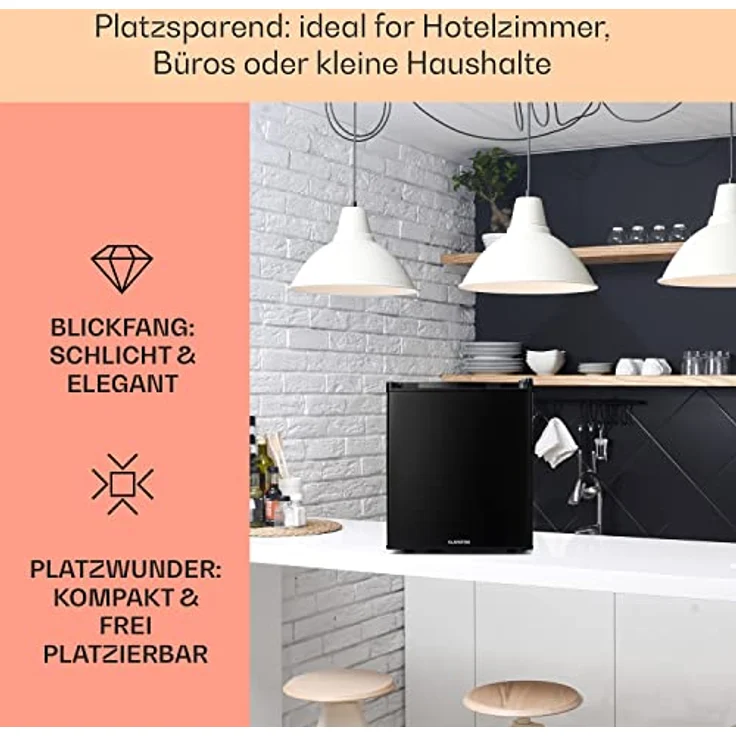 Klarstein Mini Kühlschrank 38L, leiser Kühlschrank für Getränke, Snacks & Kosmetik, verstellbare Ablagen, Temperatur 6-18°C, ideale Minibar für kleine Räume – Bild 3