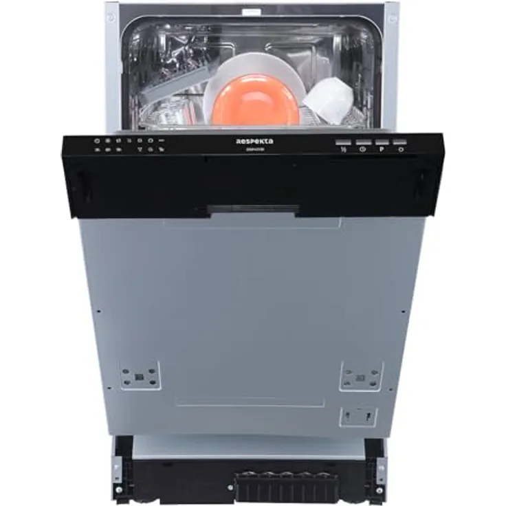 Respekta Geschirrspüler Einbau Spülmaschine vollintegriert 45 cm, 9 Maßgedecke, Energieeffizienzklasse E, Edelstahl-Innenraum, 6 Programme