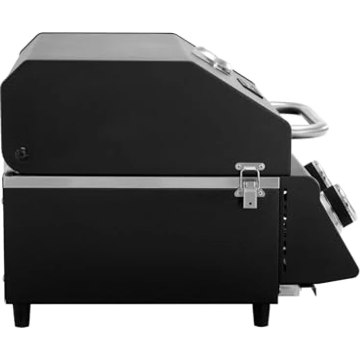 TAINO PLATINUM COMPACT DARK Tischgrill Set, tragbarer Gasgrill mit 2 Edelstahlbrennern, Abdeckhaube und Gasdruckregler, ideal für Camping und Balkon – Bild 5