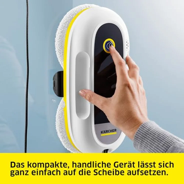 Karcher Fensterputzroboter RCW 2, automatische Fensterreinigung mit 5 Reinigungsmodi, Notversorgungs-Akku, 3 min/m², 70 ml Tank, 5 m Kabel, 3 Paar Wischbezüge – Bild 4