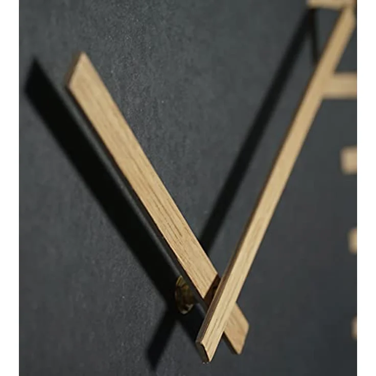 Wanduhr groß holzoptik Holz Digits, quadratisch Stille, Wohnzimmer, Schlafzimmer , Made in EU (Schwarz, 40 cm) – Bild 5