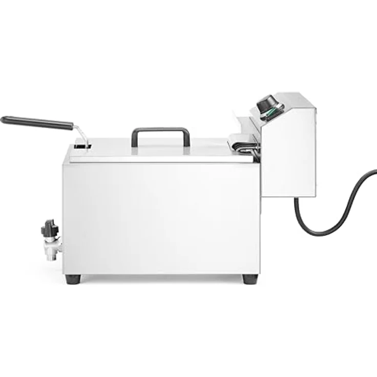 HENDI Fritteuse XL GOLIATH, 10L, 400V/10,2kW, mit Ablasshahn, Frittierkorb und Deckel, Temperaturbereich 50°-190°C, Edelstahl, Kaltzone – Bild 3