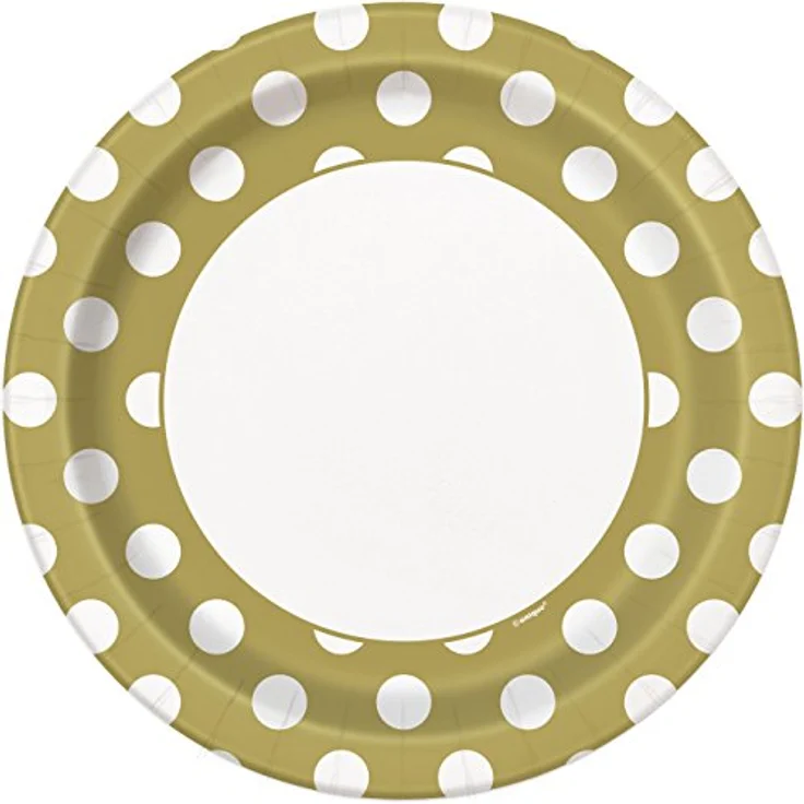 party-Platten durchstochen 22,8 cm 8 Stück gold-weiß – Bild 2