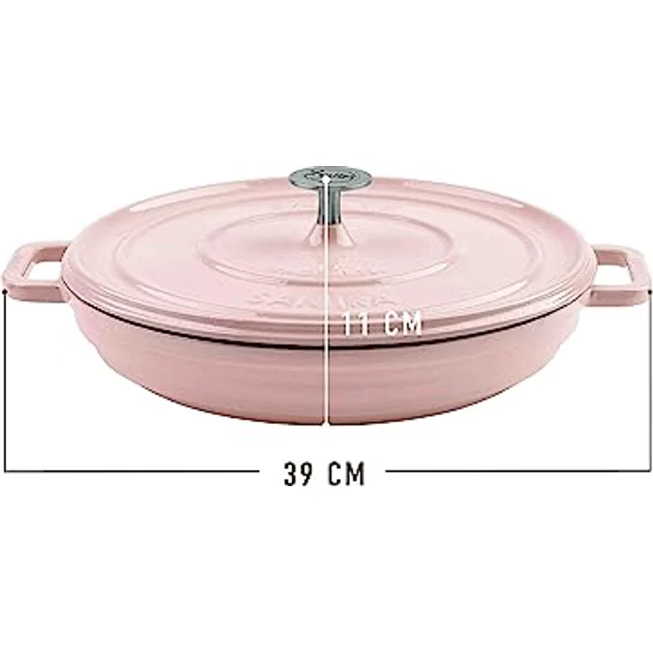 Sallys 'Samira' Deluxe Gusseisentopf - Robustes und Hochwertiges Kochjuwel für Perfektes Garen - 2,2 Liter Inhalt, ofenfest bis zu 250 Grad (Silky Pink) – Bild 3