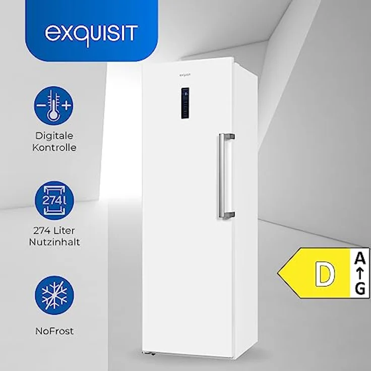 Exquisit Gefrierschrank GS295-NF-H-040D weiss | 274 l Nutzinhalt | NoFrost | Alarm | 60cm Breite – Bild 2