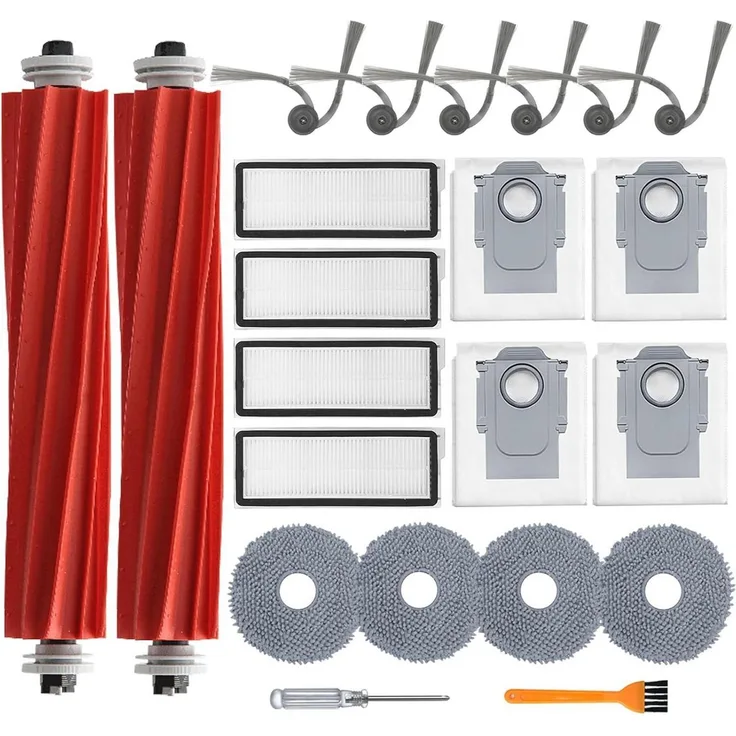 FELIXLEO Staubsaugerdüsen-Set für Roborock QV 35A/S, 2 Hauptbürsten, 4 HEPA Filter, 4 Wischpads, 4 Staubbeutel, Zubehör für gründliche Reinigung
