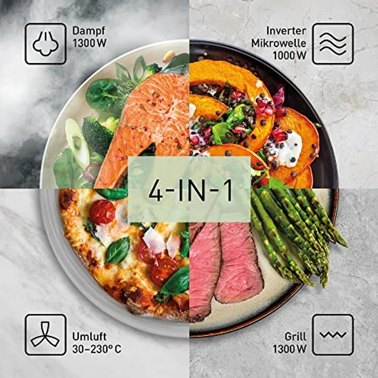 Panasonic NN-CS89LBGPG 4in1 Kombi Mikrowelle Dampfbackofen mit Grill, Standgerät, 1000 Watt, 31 Liter Garraum, Schwarz-Edelstahl – Bild 3