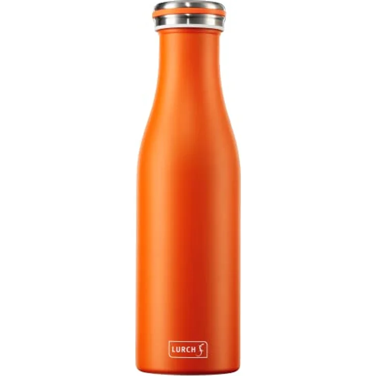 Lurch 240935 Isolierflasche/Thermoflasche für heiße und kalte Getränke aus doppelwandigem Edelstahl 0,5l, orange