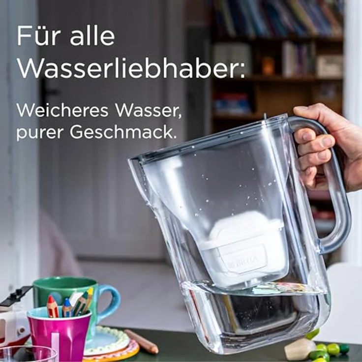 BRITA Wasserfilter Kanne Style Essential XL steinblau, 3,6L mit MAXTRA PRO Pure Performance, Smart Light LED & Klapp-Deckel, filtert Verunreinigungen – Bild 4