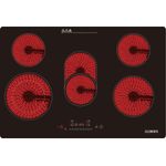 KB ELEMENTS 5 Zonen Glaskeramikkochfeld Elektrokochfeld 70cm, Cerankochfeld 5 platten, Autark, 8400 Watt, Rahmenlos, Touch-Bedienung, 99Min Timer, Schwarz