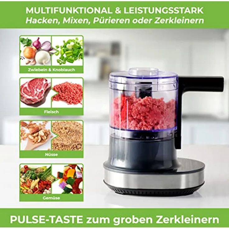 NUTRI-CHOPPER 4D Zerkleinerer Küche elektrisch mit AUTO-BLADE Funktion – BPA-frei – Deutsche Marke – Food Processor Universalzerkleiner Multizerkleinerer Zwiebel Fleisch Nüsse Pesto – Bild 4