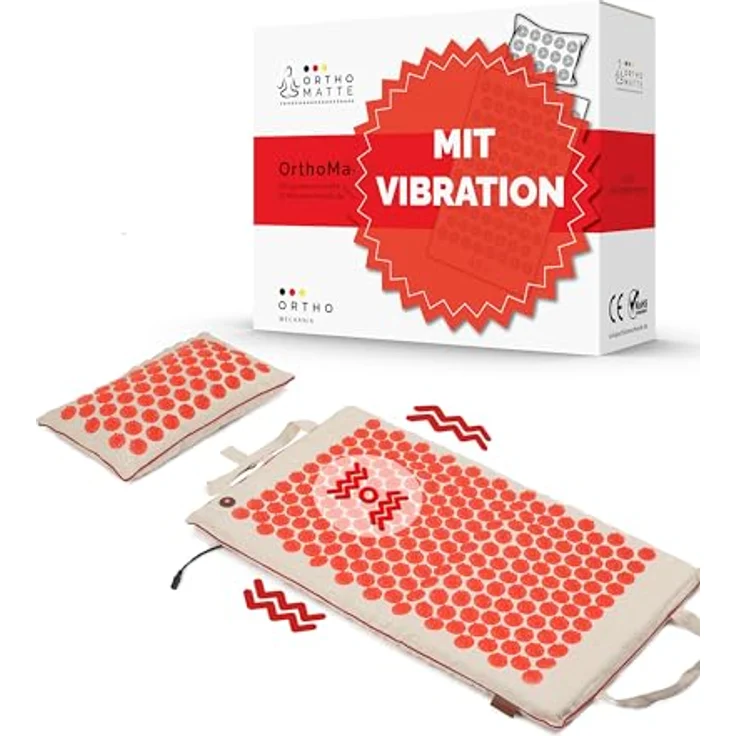 OrthoMechanik OrthoMatte | Akkupressur-Matte mit 4 Vibrationsplatten, längere Größe für mehr Komfort, grau – Bild 1