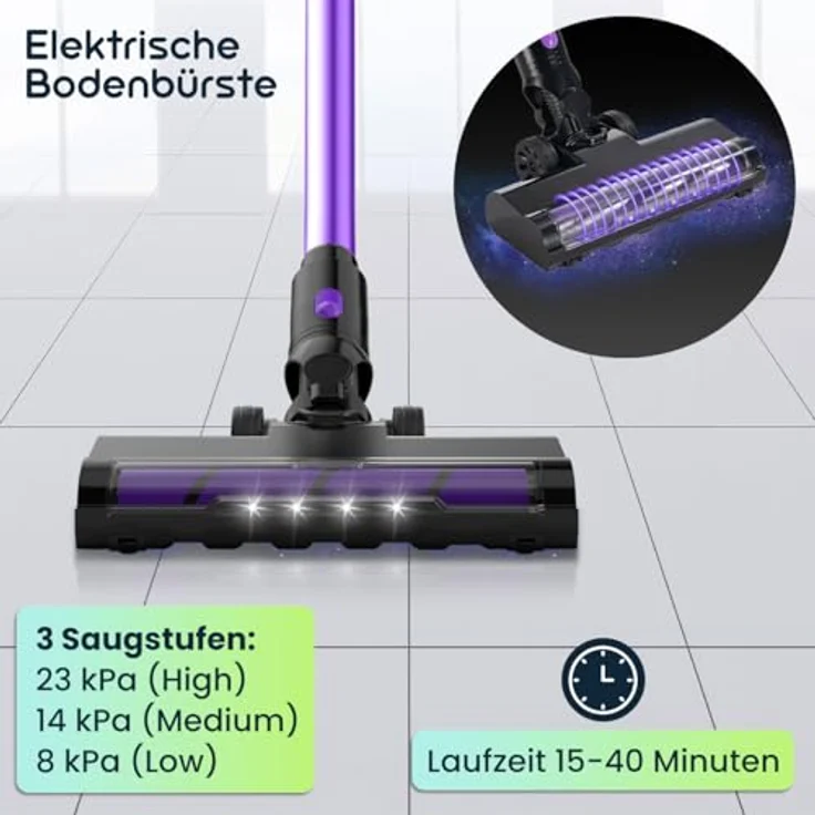 Casativo Multifunktionaler 2in1 Akku Staubsauger - Zyklon-Hand- & Bodensauger mit Wischaufsatz, 23 kPa Saugkraft, HEPA-Filter, beutellos, für allergikerfreundliche Reinigung – Bild 6