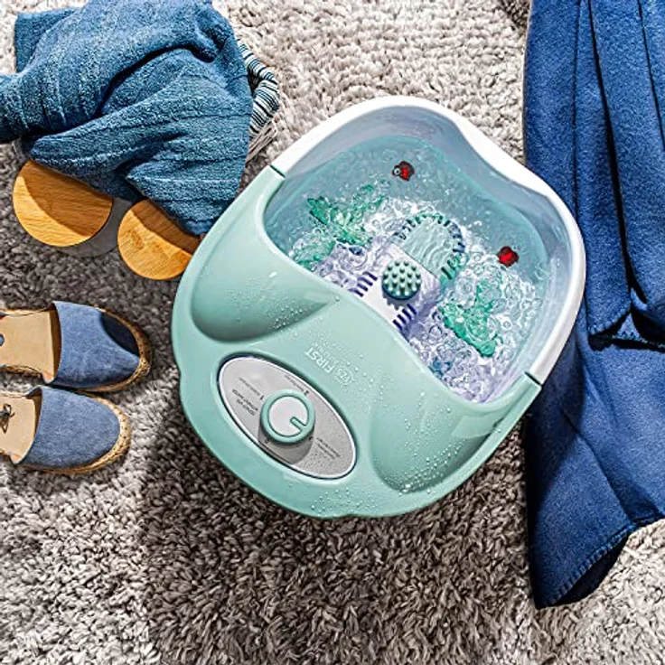 TZS First Austria Fußsprudelbad, Vibrations- und Luftblasenmassage Infrarot- und Warmhaltefunktion, Fußbad, 80W, 3 Programme, 3 Aufsätze, klappbarer Griff, Aromabox – Bild 4