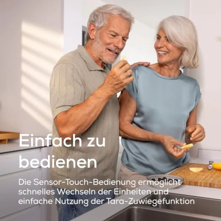 BEURER Küchenwaage KS 19 Pure White, Digitale Küchenwaage bis 5kg, 1-g-Genauigkeit mit Sensor-Touch-Panel – Bild 3