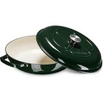 Navaris Gusseisen Topf Bratentopf Kochtopf 3,5l - Emailliert, temperaturbeständig - Gussbräter Gusstopf - Geeignet für alle Kochflächen