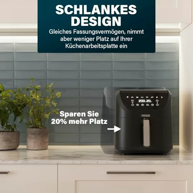 PRINCESS Heißluftfritteuse 182256 SlimFry, 2000 W, 8 l Volumen, digitales Bedienfeld, gesundes Frittieren ohne Öl – Bild 4