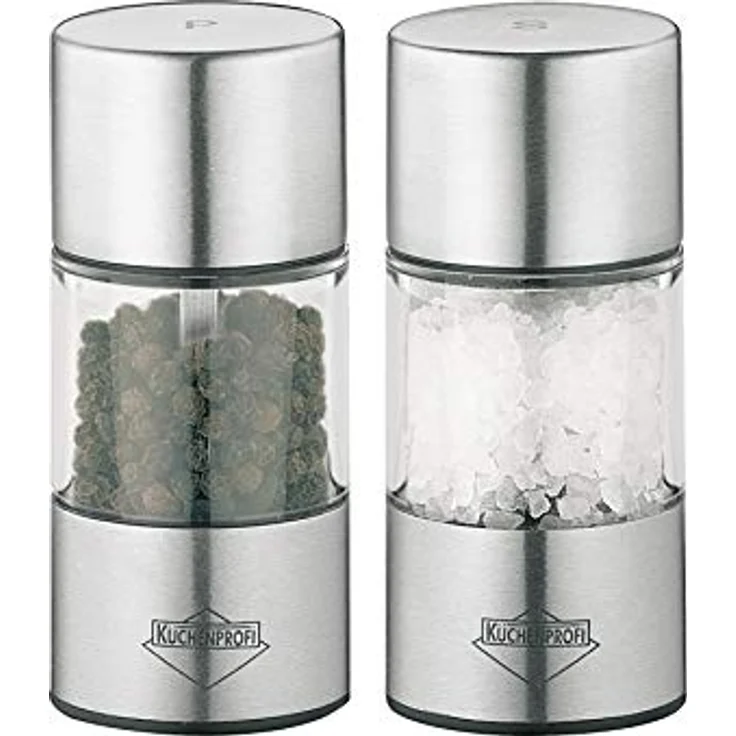 Küchenprofi Vienna Mühlenset, Pfeffermühle + Salzmühle aus Acryl/Edelstahl, 8,5 cm, Silber/Transparent – Bild 1