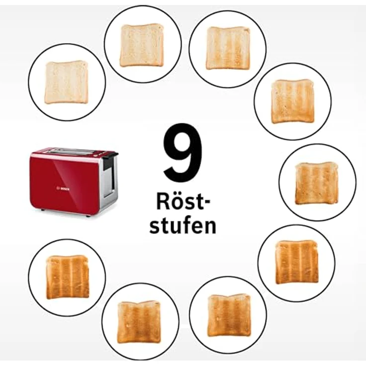 BOSCH Toaster TAT8614N, 860 W, Deep Red, Edelstahlgehäuse – Bild 5