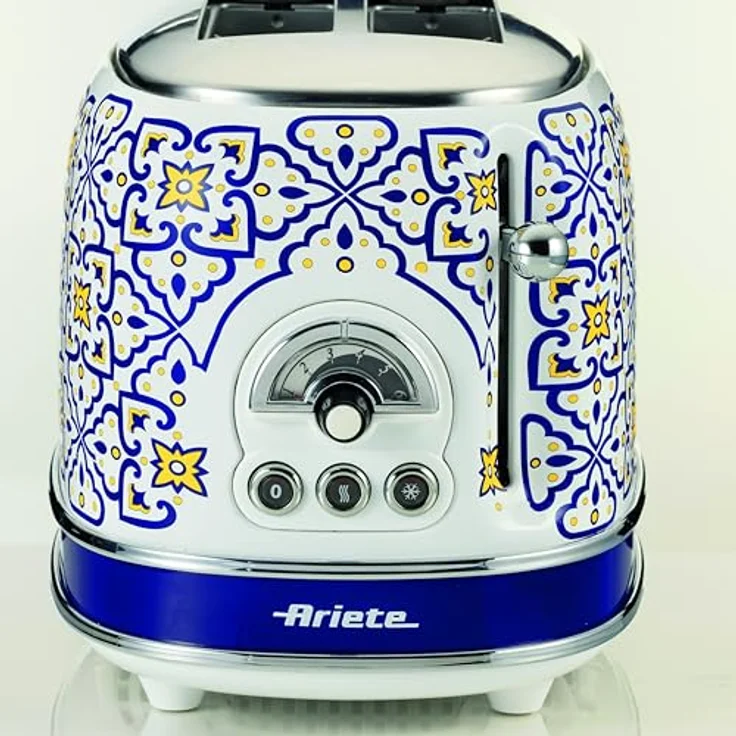 Ariete Toaster 156, Capri - Mediterraner Stil, 6 Bräunungsstufen, 2 Scheiben gleichzeitig, Krümelschublade, automatischer Auswurf – Bild 4