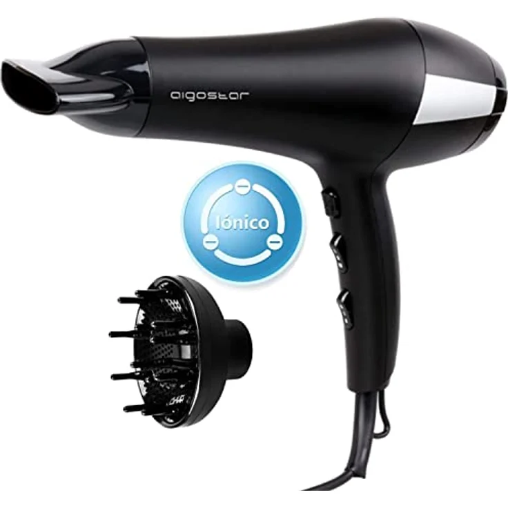 Aigostar Monique-Haartrockner 2400W Ionen Föhn,Haarföhn Profi.Fön Schwarz mit Diffusor und Zubehör. – Bild 1