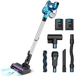 INSE Akku Staubsauger 25KPa 10 in 1 Kabelloser Staubsauger, bis zu 90 Min Laufzeit, 2 Akku Abnehmbarer, mit Elektrobürste für Betten, Staubsauger für Tierhaare Haustier Hartboden Teppich S6P Blau
