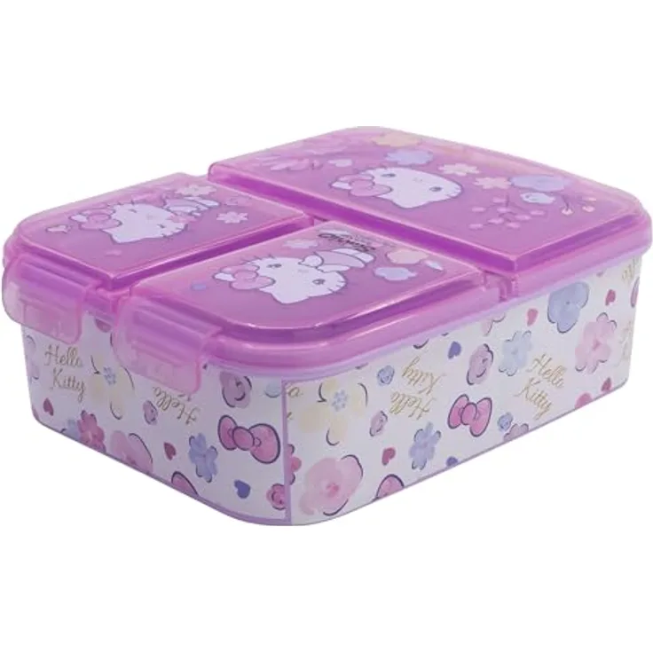 Hello Kitty Lunchbox Brotdose mit 3 Fächern, Kunststoff, für Kinder ab 3 Jahren