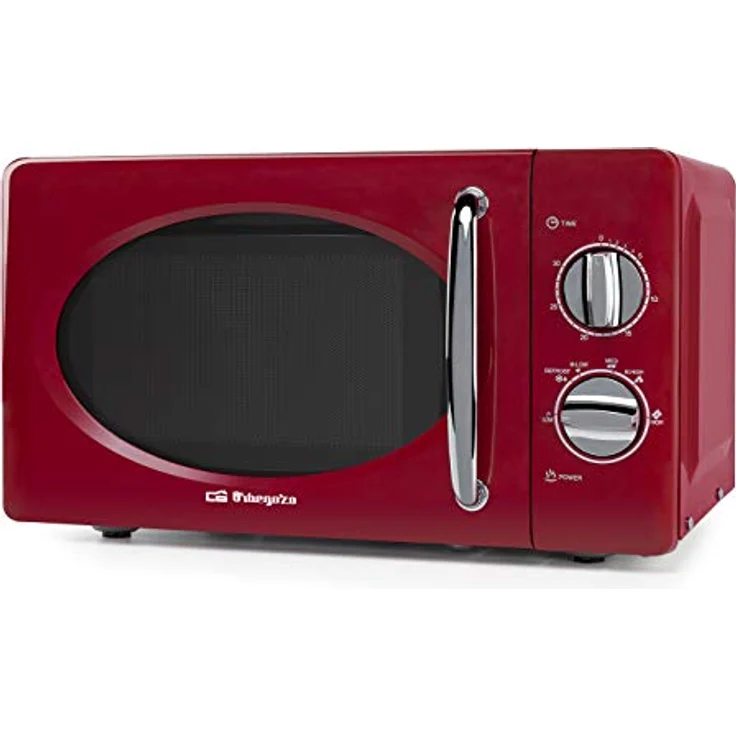 Orbegozo MI2020 - Mikrowelle mit 20 Liter Kapazität, 6 Leistungsstufen, Timer bis zu 30 Minuten, Vintage-Design, 700 W, Stahl, Rot – Bild 1