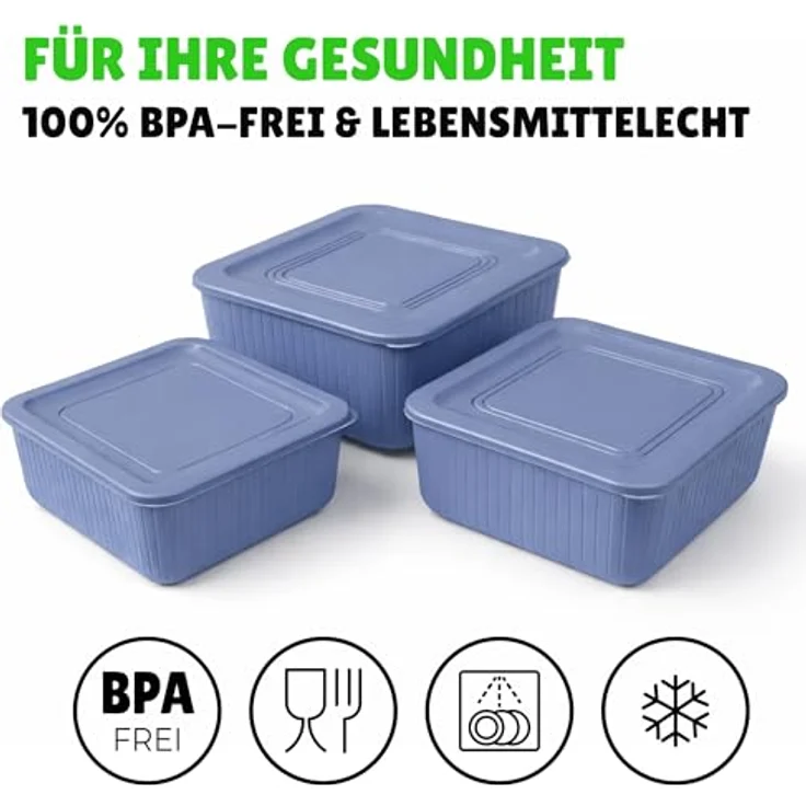 HOPEG Frischhaltedose 3er Set, luftdicht und BPA-frei, Kunststoff Vorratsdosen in Blau, 0,5 L, 1 L, 1,5 L – Bild 3