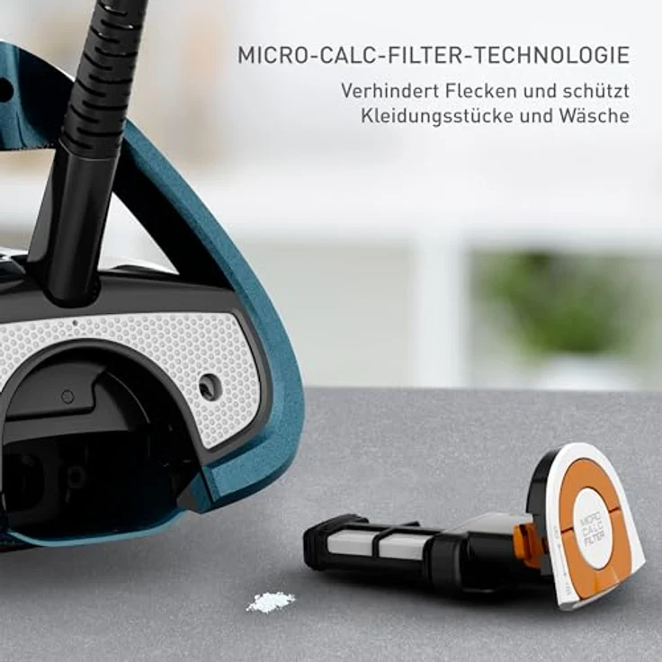 Tefal Ultimate Pure Dampfbügeleisen FV9851E0, 3200 Watt, 300 g/Min. Dampfstoß, AutoClean Bügelsohle, Micro Calc, schwarz/blau – Bild 3