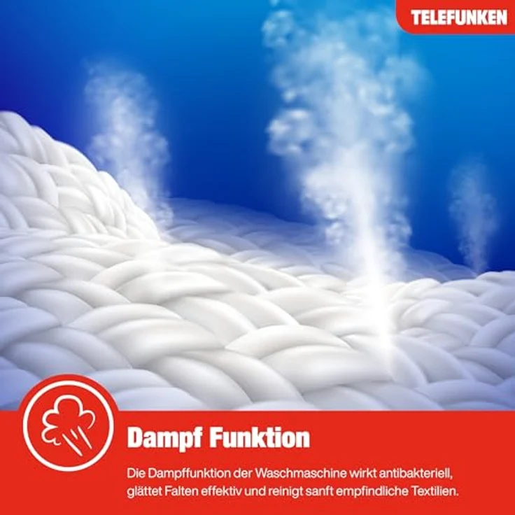 Telefunken W1014AS1W, 10 kg Frontlader Waschmaschine mit 1400 U/Min, Dampffunktion, Inverter Motor und AquaStop, weiß – Bild 3