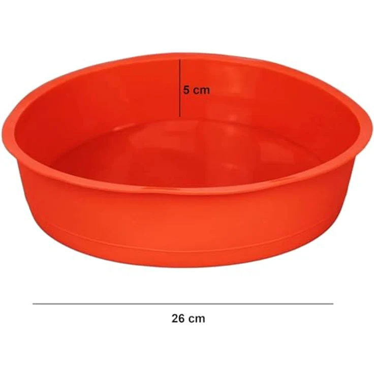 GMMH Original Silikonbackform Rund Durchmesser 26 cm Kuchen Backform Kuchenform Brotbackform Obstbodenform (26 cm rot) – Bild 4