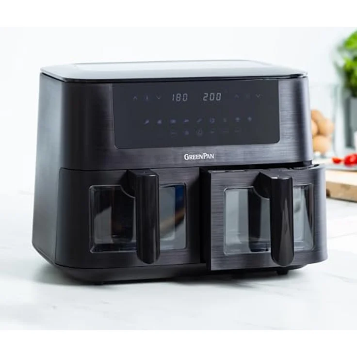 GREENPAN Heißluftfritteuse Bistro, Dual Zone Airfryer für gleichzeitiges Garen, schwarz – Bild 3