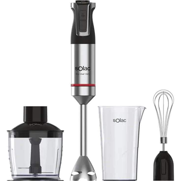 Solac Handmixer Pro Chef 1501, 1500 W, 4 Edelstahlklingen, inklusive Zubehör, ergonomisch und spritzwassergeschützt