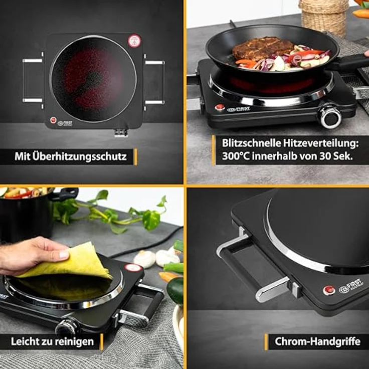 First Austria Hob infrared FIRST 5096-5, Kochplatte, Schwarz – Bild 5