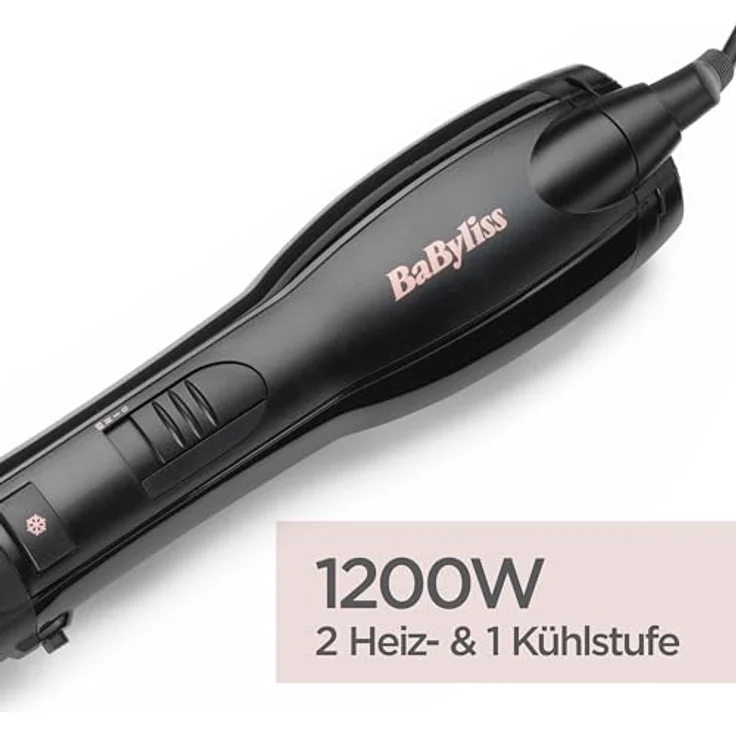 BaByliss Warmluftbürste Smooth Finish 1200, Warmluftbürste mit 1200 W Leistung, Schwarz/Rosé – Bild 3