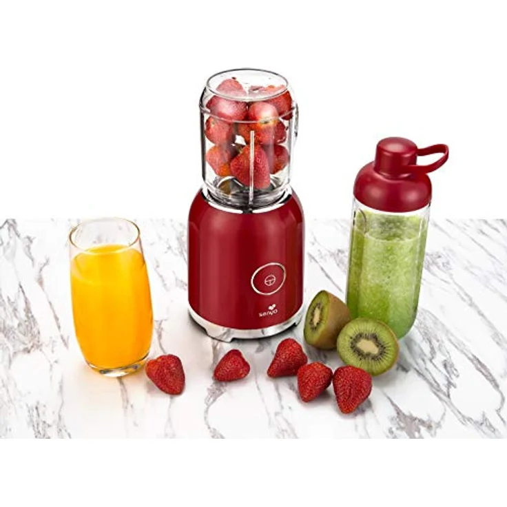 Senya Standmixer Smoothie mit 2 tragbaren Flaschen, Rot, Juicy Delight 250 W, 6 Klingen aus Edelstahl, SYCP-M025, BPA-frei – Bild 7