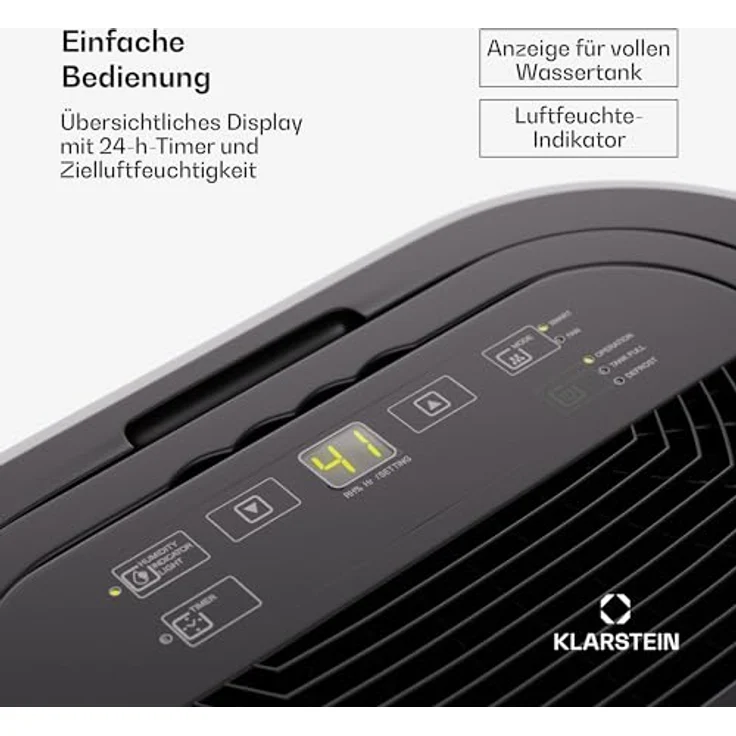Klarstein AeroDry 10 Luftentfeuchter, elektrisch 165W 10l/d 2,5 L Wasser Tank, Leiser Bautrockner für Räume bis 15m2, Touch-Bedienfeld - Preisvergleich – Bild 5