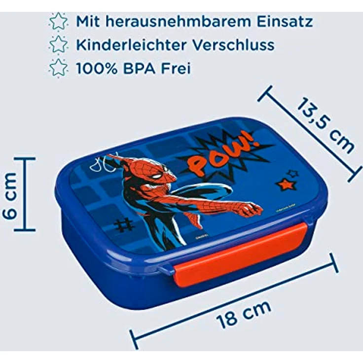Scooli Spider-Man Brotdose Kunststoff mit Einsatz und Verschlussclip Brotzeitdose Lunchbox Geschenk für Kinder – Bild 4