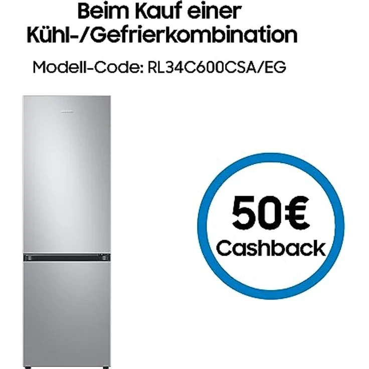 Samsung RL34C600CSA/EG Kühl-/Gefrierkombination, 185 cm, 344 ℓ Gesamtvolumen, 114 ℓ Gefrierteil, AI Energy Mode, No Frost+, SpaceMax, Edelstahl Look – Bild 2