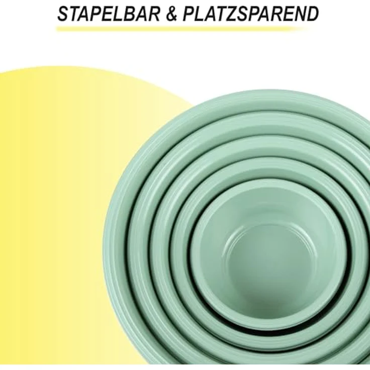 Pro Home Salatschüssel 5er Set (700ml - 6 L) Grün - Rührschüssel Vorratsschüssel, Spülmaschinenfest, stapelbar – Bild 4