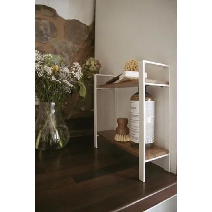 Wenko Küchenregal Louisa, 2 Etagen Küchen Organizer aus Akazienholz, Weiß - Abmessungen 32 x 11 x 33 cm – Bild 5